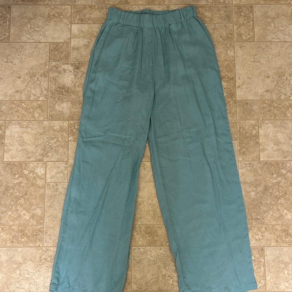 Daily Drills Teal Wide Leg Pants